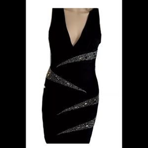 New Short Deep V Nikibiki Beaded  Dress Sz Small